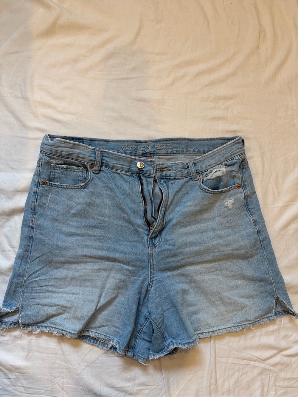 American Eagle Outfitters Light Wash Distressed Denim Shorts